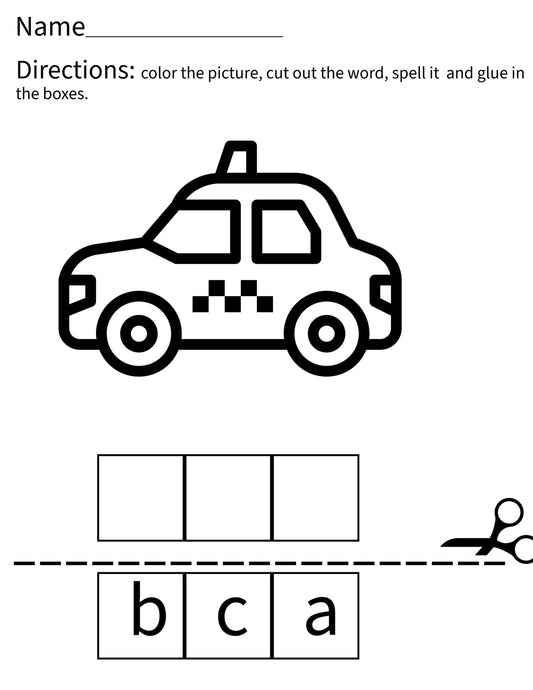 CVC Words Color, spell it, glue it set 1