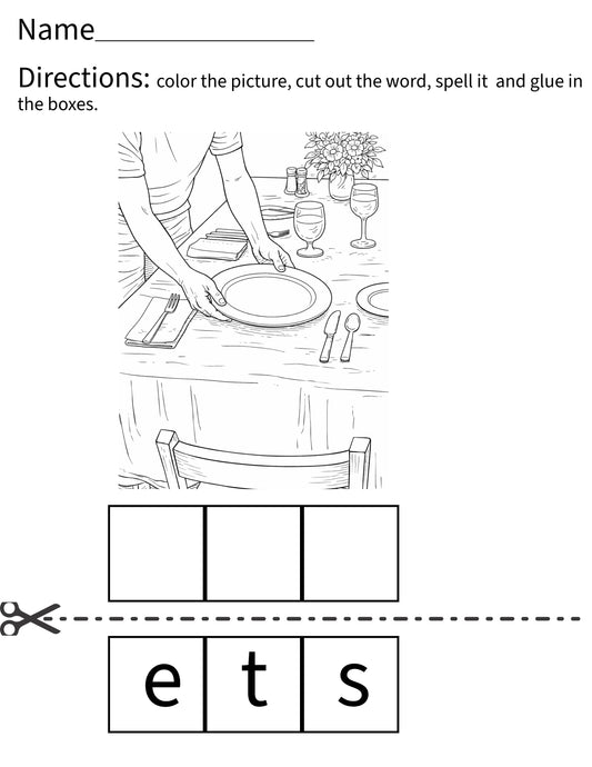 CVC Color, Cut, Spell & Glue – Hands-On Word Building Activity set 2