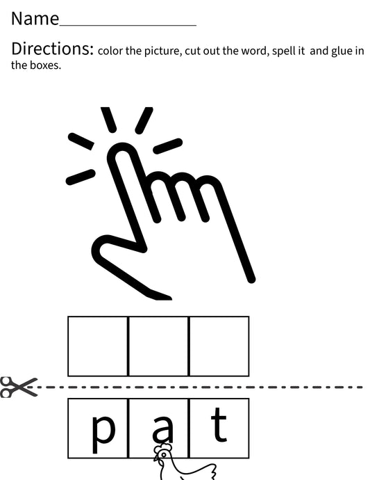 CVC Color, Cut, Spell & Glue – Hands-On Word Building Activity Set 3