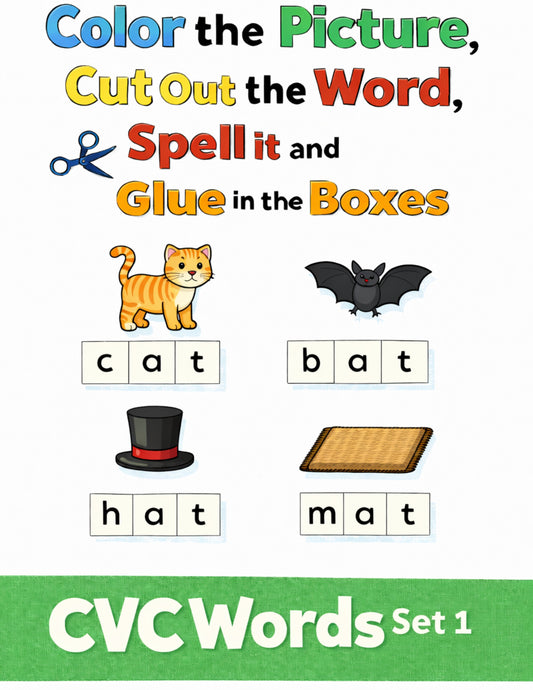 CVC Words Color, spell it, glue it set 1